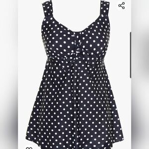 Womens polka dot one piece skirted swimdress size 2X